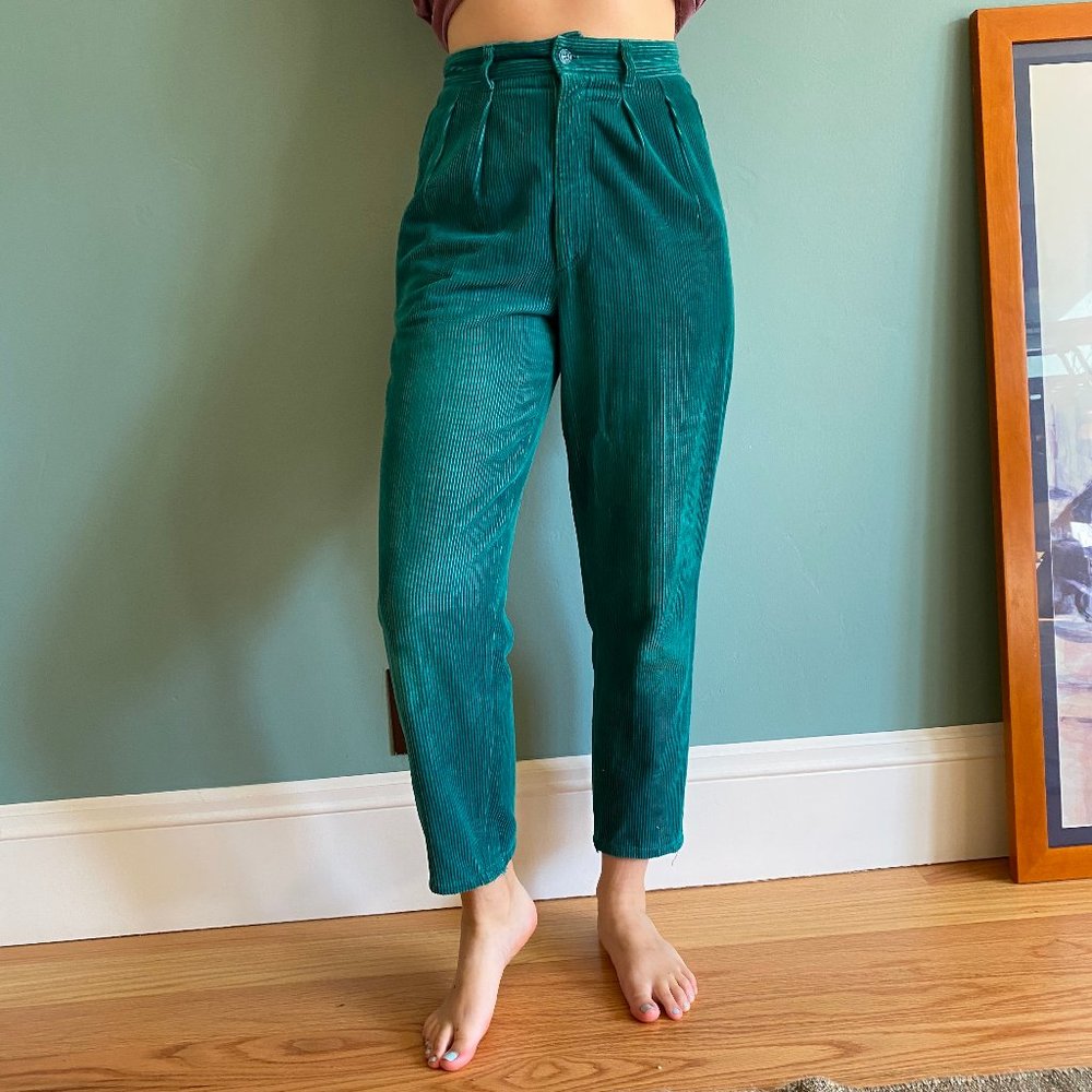 SOLD - Vintage Teal High-Waisted Corduroy Pants